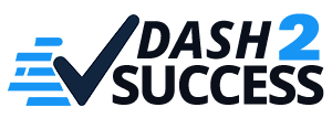 Dash 2 Success logo featuring a bold, modern wordmark with a clean, professional design representing the real estate coaching program.